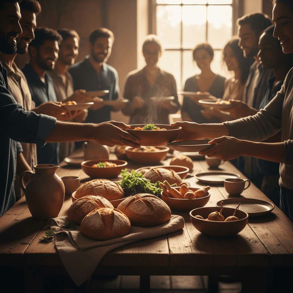 Community meal service in fellowship