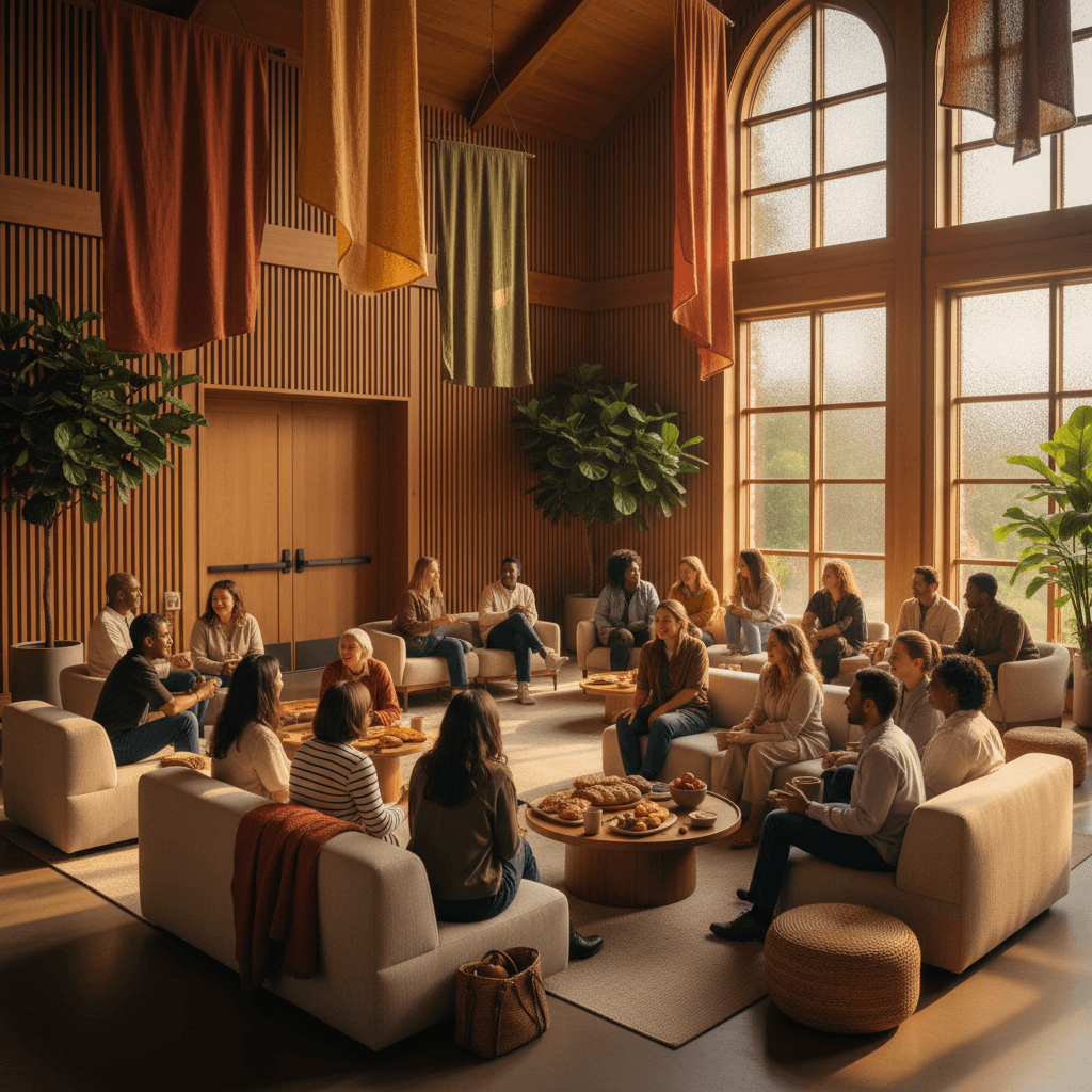 Church community gathering together